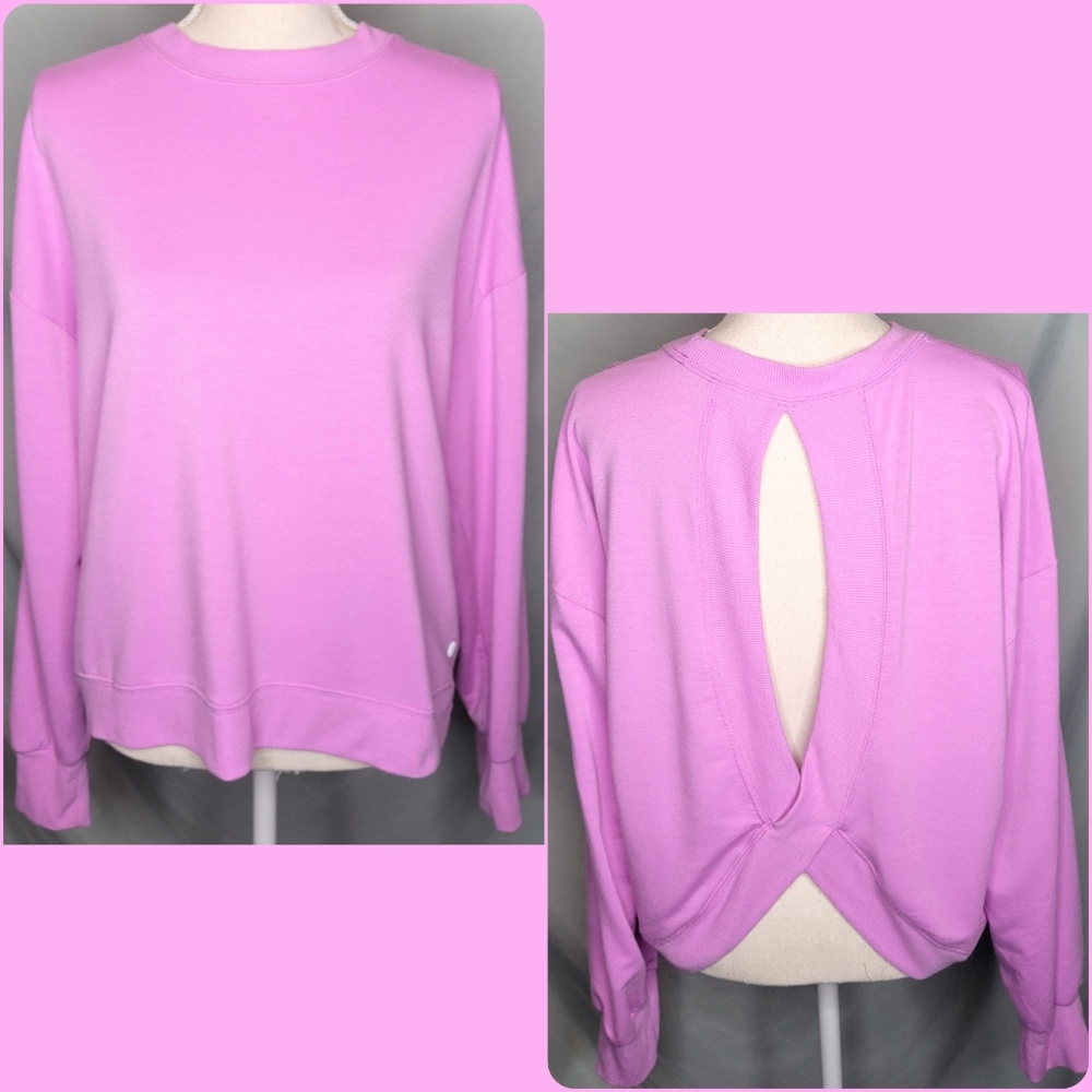 Apana Radiant Orchid Long Sleeve Cutout Back Sweatshirt Women's size large